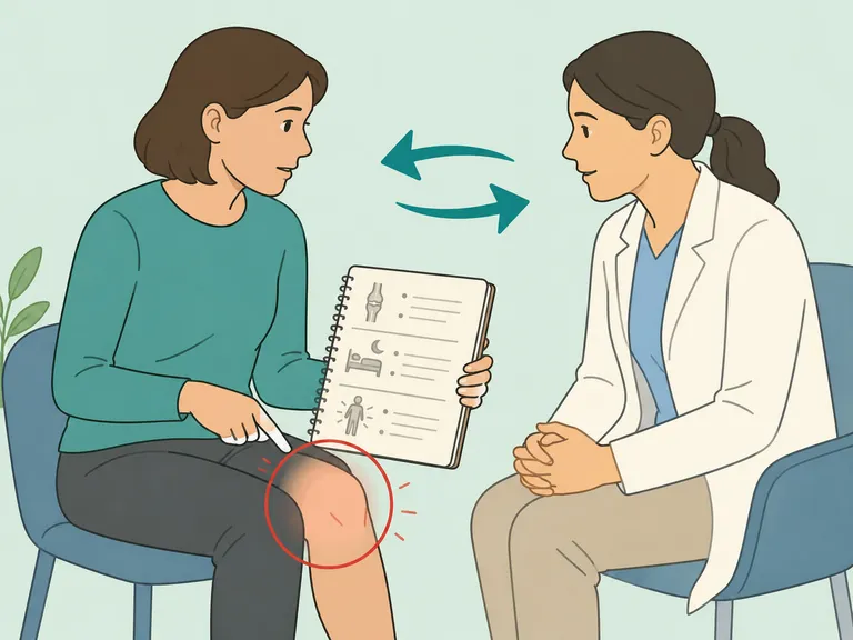 Person discussing joint pain and fatigue with a healthcare professional.