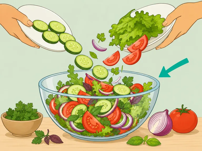 A cucumber salad bowl filled mostly with colorful vegetables.