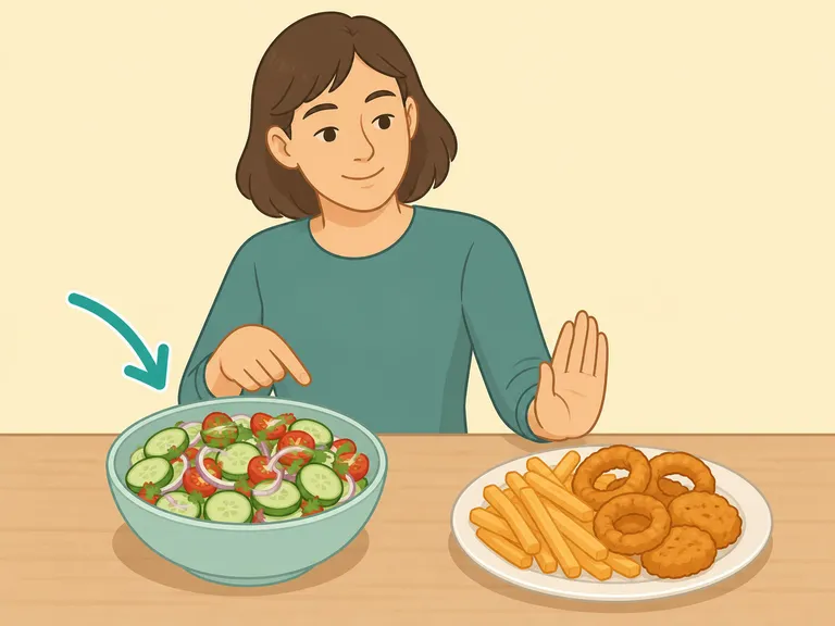 A person choosing cucumber salad instead of a heavier side dish.