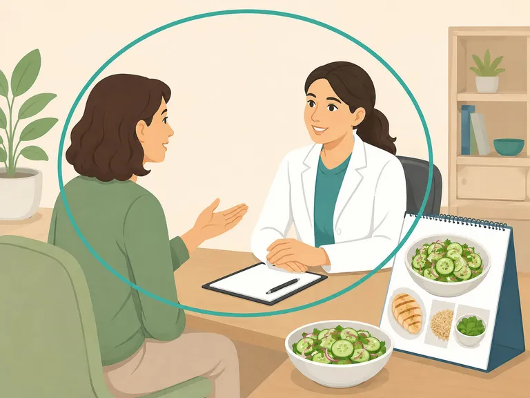 A person asking a healthcare professional for personal weight-loss advice.