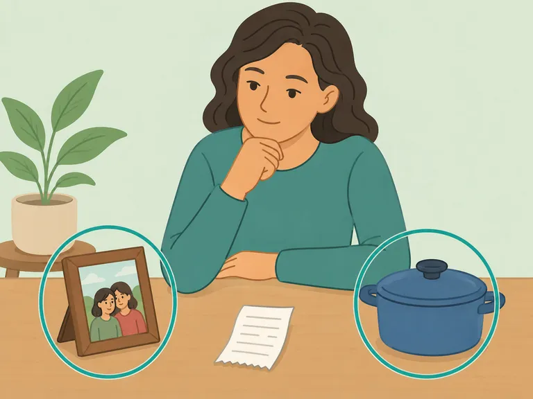 Person considering the emotional meaning of saved objects.