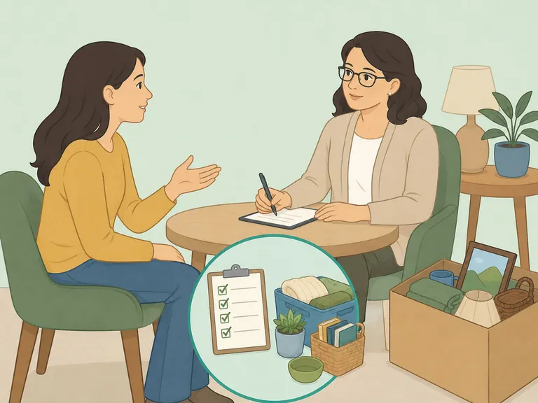 Person discussing clutter and saved objects with a mental health professional.
