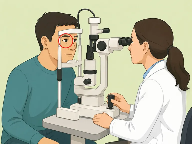 Person seeing an eye doctor for eye pain or vision changes.