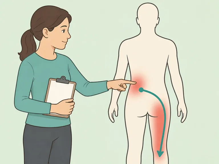 Person tracking where pain starts and where it travels on a body outline.