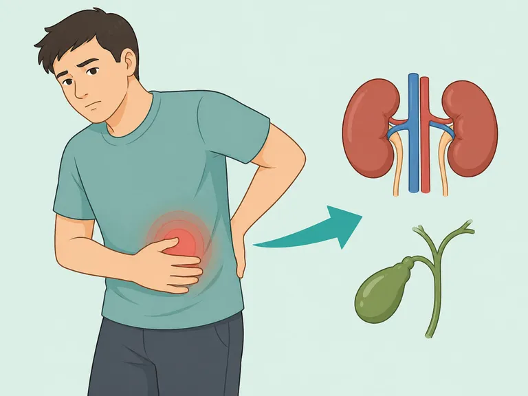 Person noticing organ-related clues that may be felt as back pain.