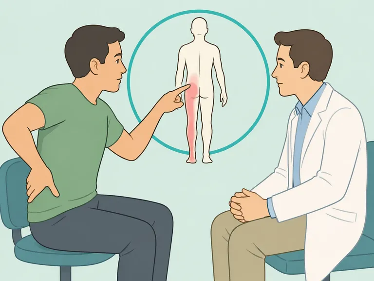Patient discussing persistent or changing back pain with a healthcare professional.
