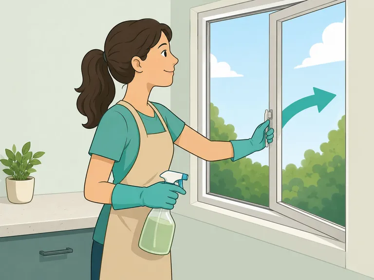 Person ventilating a room while using household cleaning products.