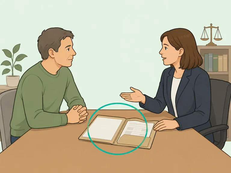 Homeowner consulting a lawyer about next legal steps.