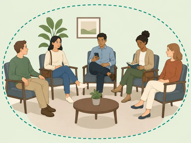 People sitting in different postures in a social setting.