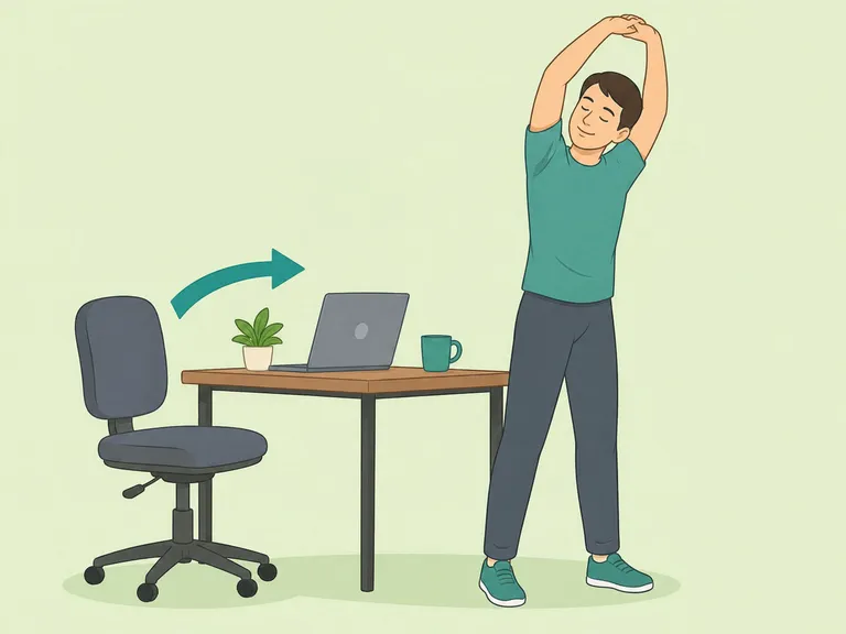 Person standing and stretching after a long sitting period.
