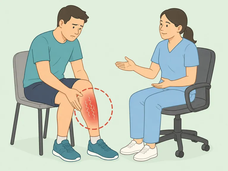 Person discussing recurring leg numbness with a healthcare professional.