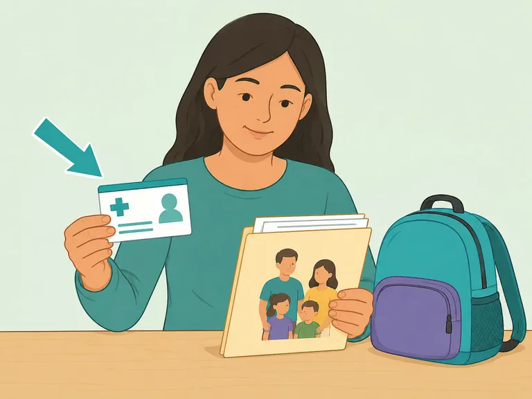 Parent reviewing health coverage information for a child.