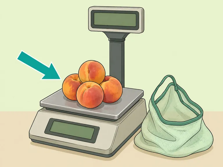 Loose produce weighed before being placed in a reusable bag.