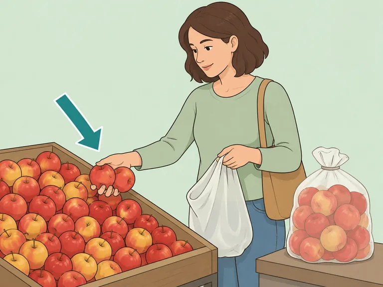Shopper buying only the amount of fruit they will use.