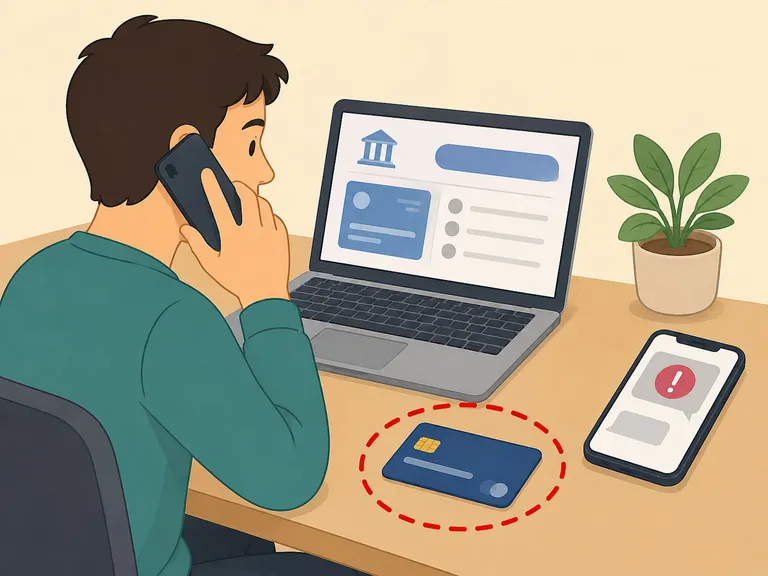 A person contacting their bank after entering details on a suspicious site.