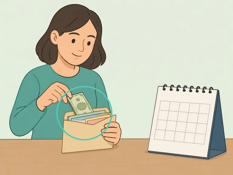 Person choosing a modest calendar gift from a household budget.