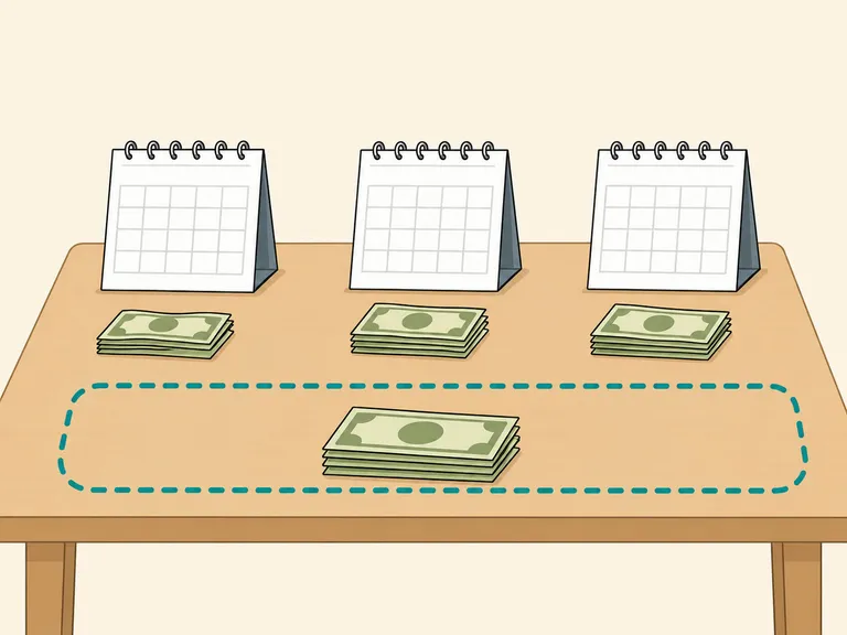 Three planned cash piles for different calendar visitors.