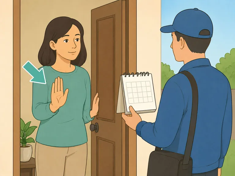 Resident politely declining an unwanted calendar visit.