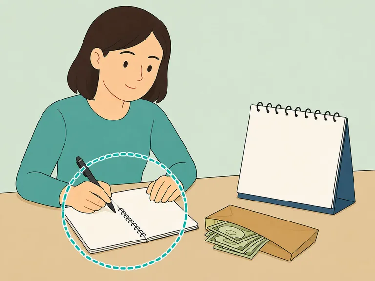 Person recording calendar gift amounts for next year.