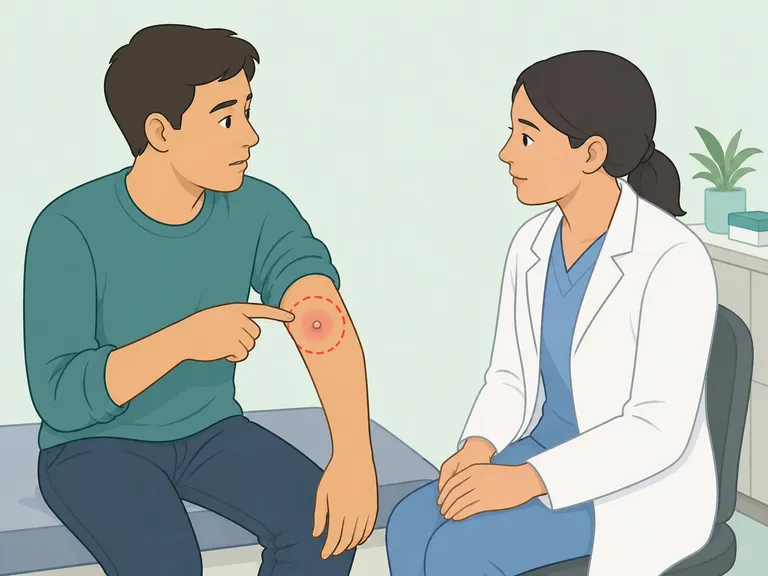 Person asking a healthcare professional about a worsening mosquito bite.