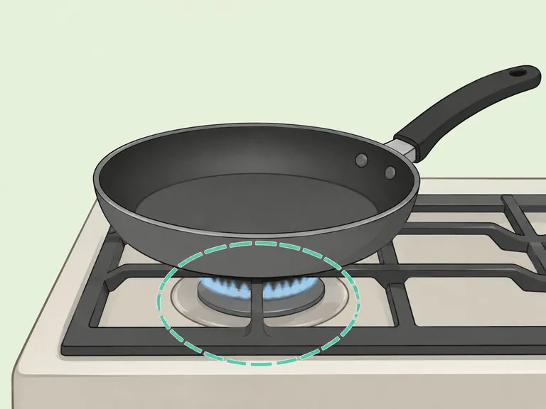 A nonstick skillet warming over low heat.
