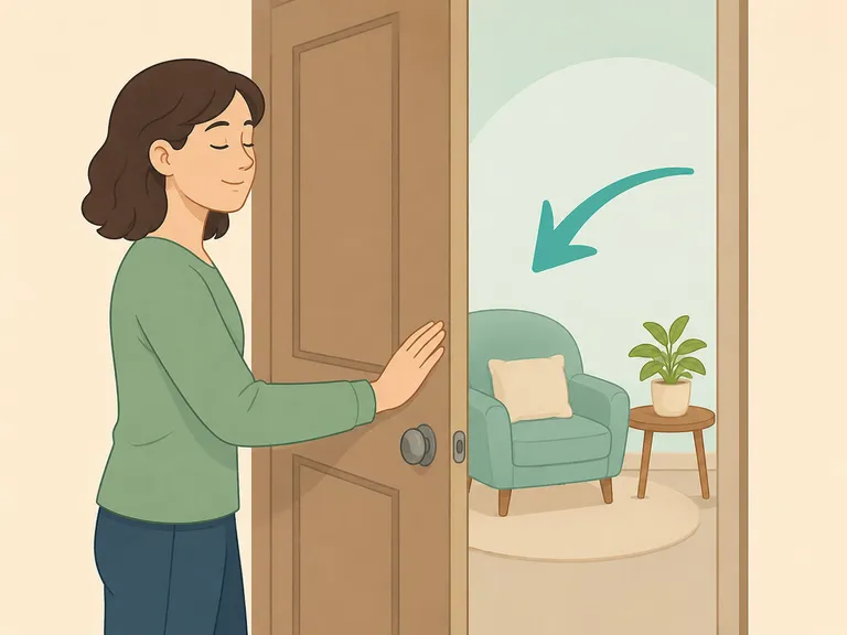 Person creating safe personal space by setting a firm boundary.