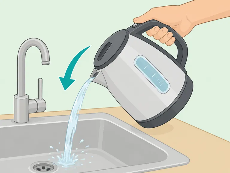 Leftover kettle water being poured out before refilling.