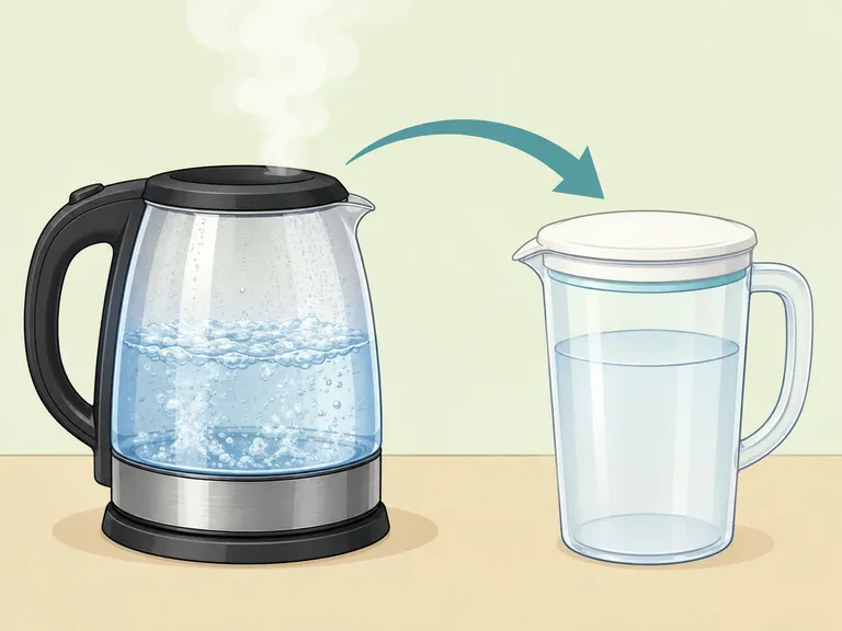 Water boiled in a kettle and stored in a clean covered container during an advisory.