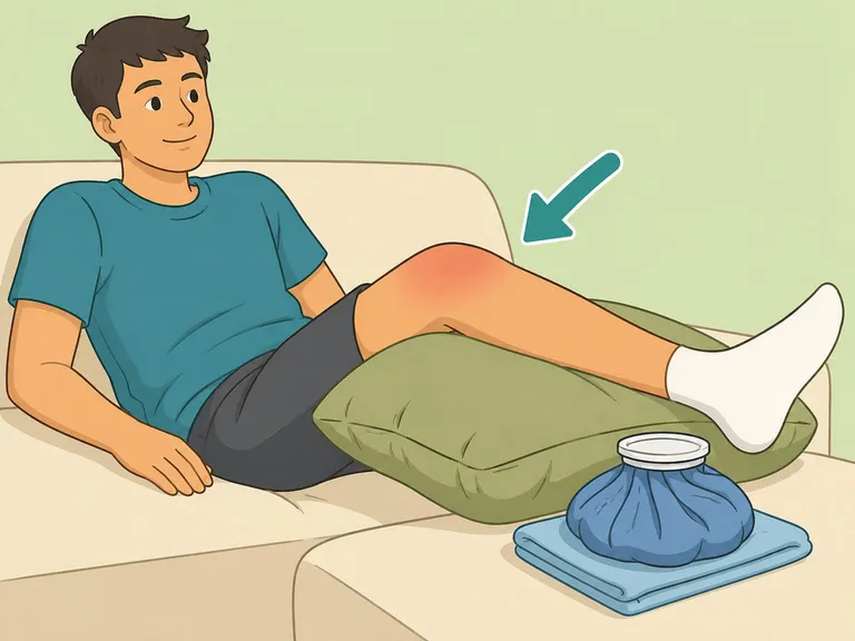 Person using simple comfort measures for a sore joint while seeking advice.
