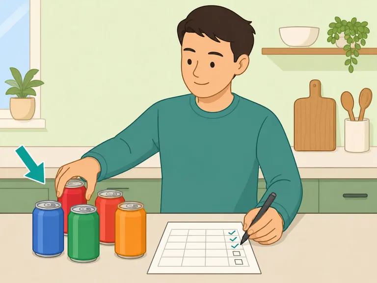 Person counting how many sodas they drink in a day.