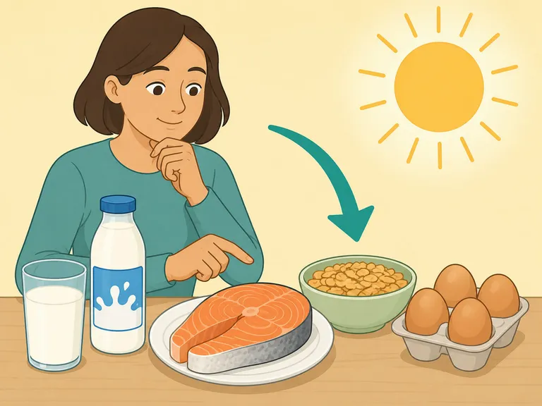 Person choosing foods that provide vitamin D with calcium.
