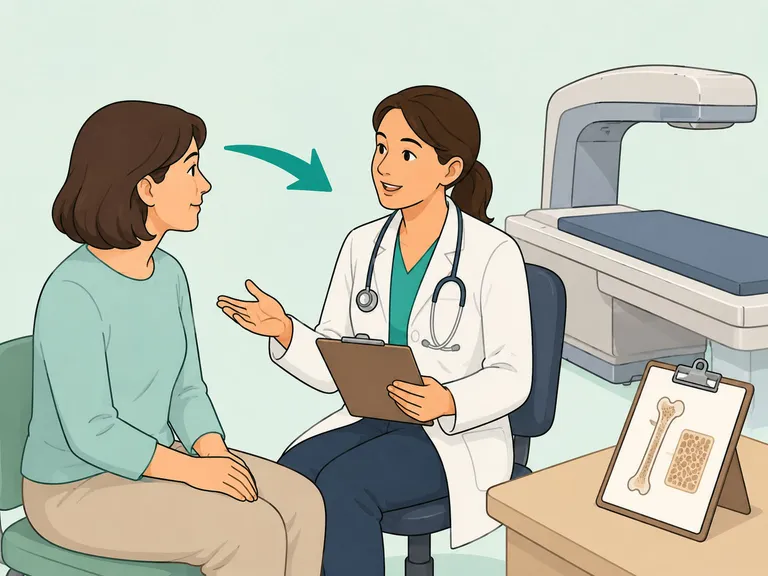 Patient asking a doctor about bone health screening.