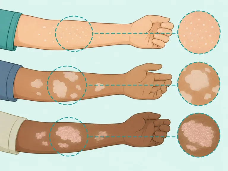 Different types of pale skin spots shown for comparison.