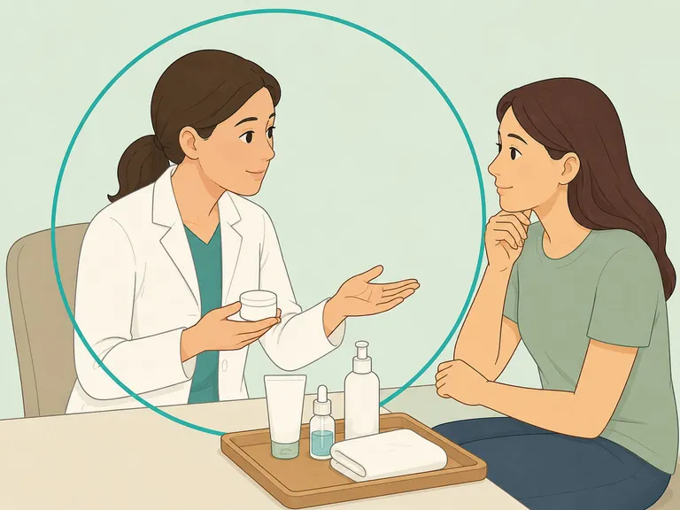 Patient discussing white spot treatment options with a dermatologist.