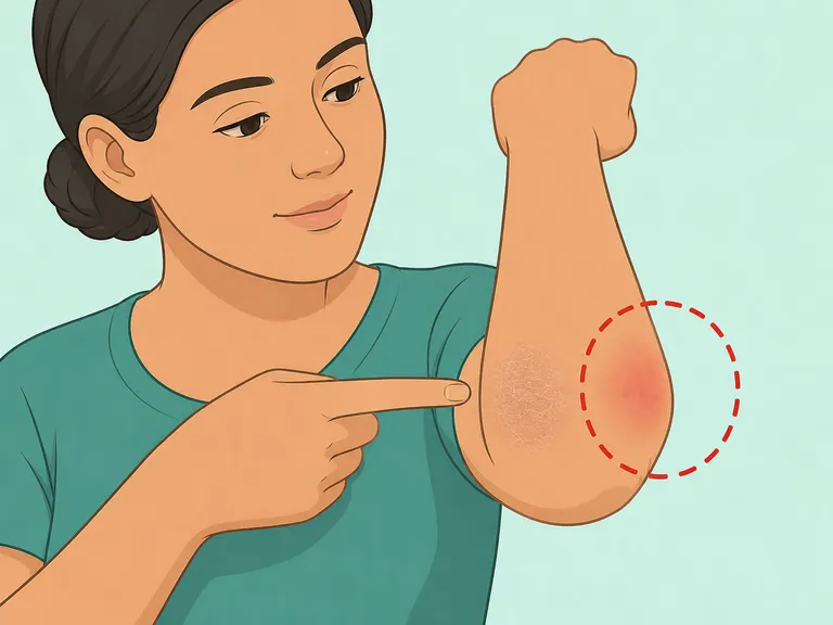 Person choosing only intact rough skin and avoiding irritated skin.