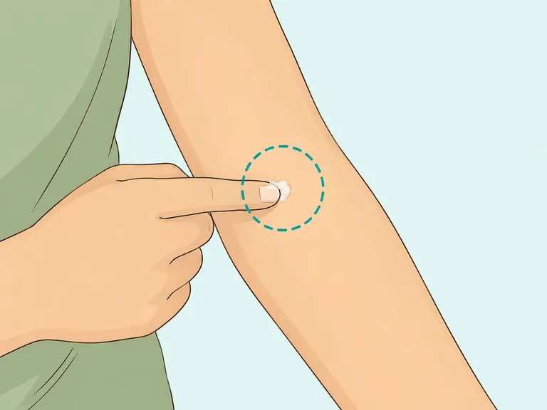 A small patch test of baking soda cream on the inner arm.