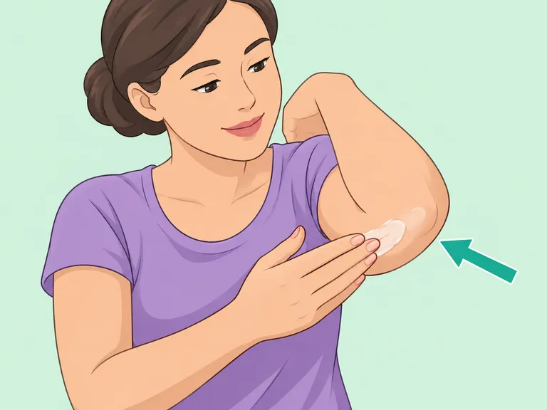 Gentle application of baking soda cream to a small rough elbow area.