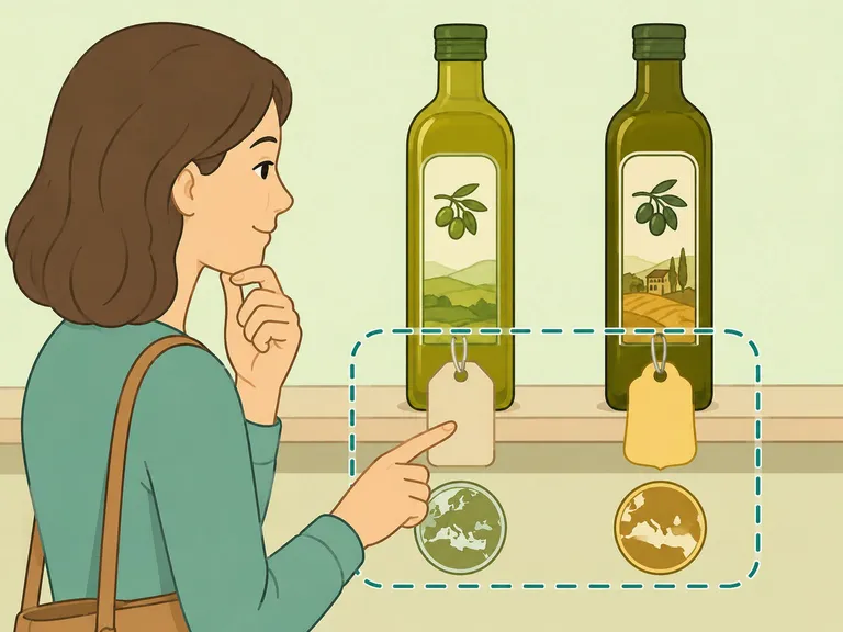 A shopper comparing two strong olive oil picks before paying more.