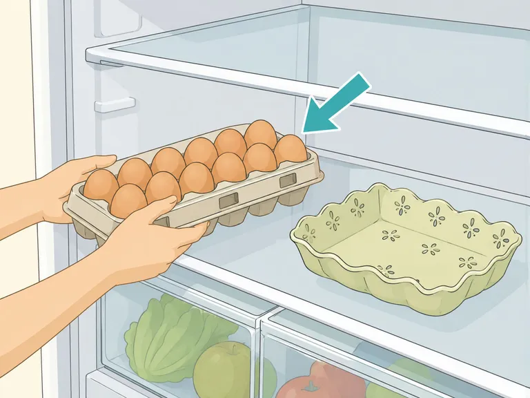 Eggs kept in their original carton before refrigeration.