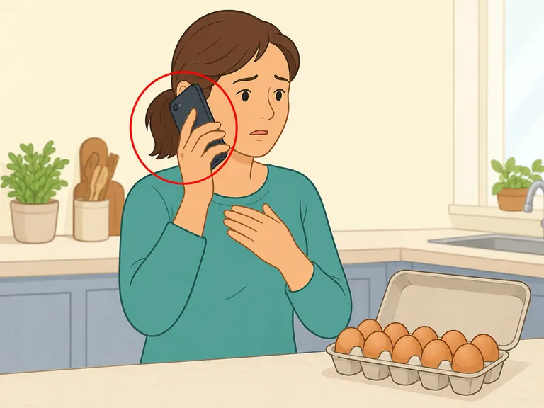 Person calling a doctor after serious food poisoning symptoms.