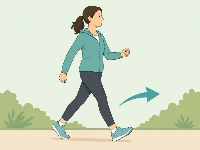 Adult walking regularly as a sign of healthy aging.
