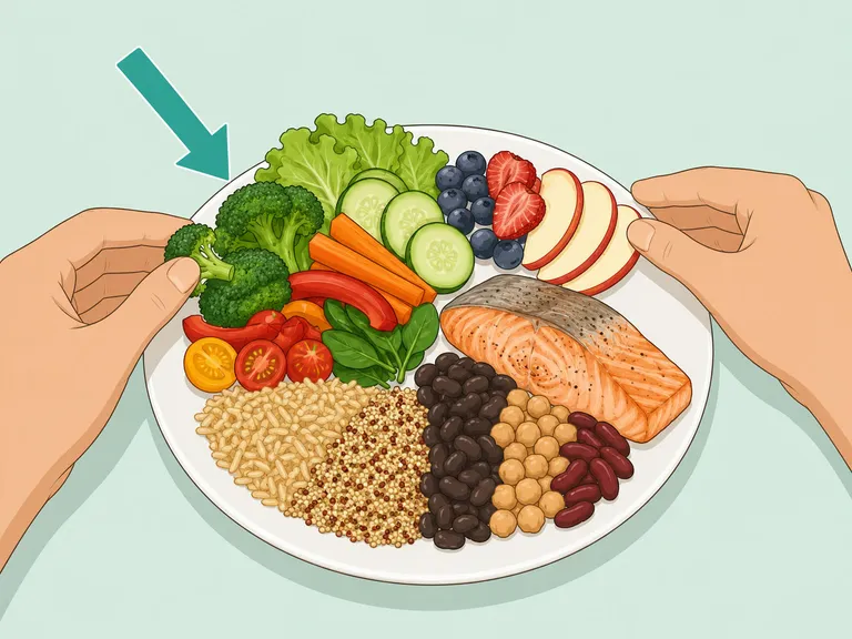 Hands preparing a balanced nutrient-dense meal.