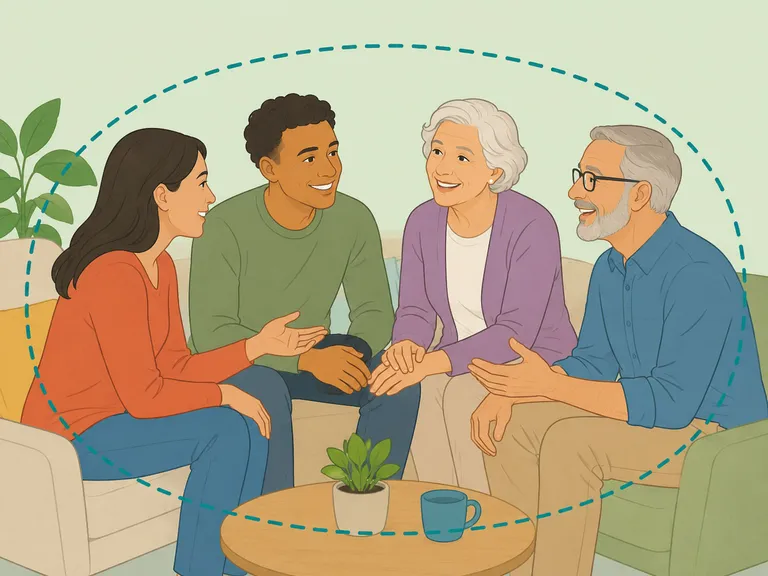 Friends staying socially connected in a supportive group.