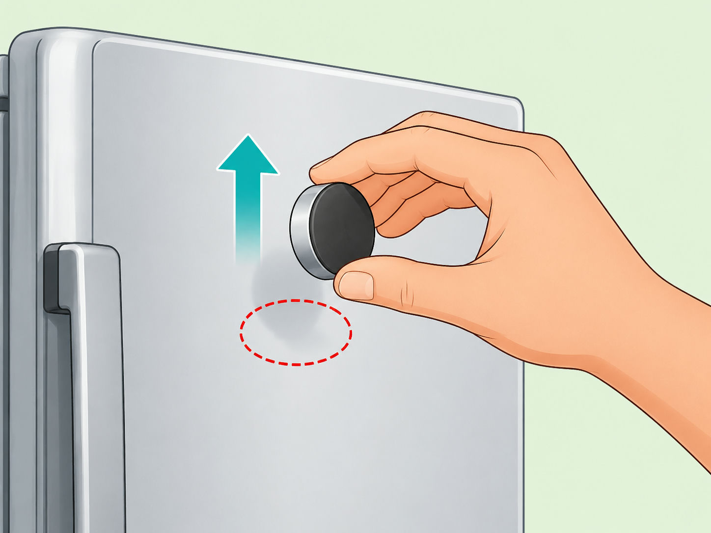 A magnet lifted straight off a refrigerator door to avoid scratches.