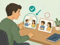 Illustration of a person choosing the correct French grammar form from two options.