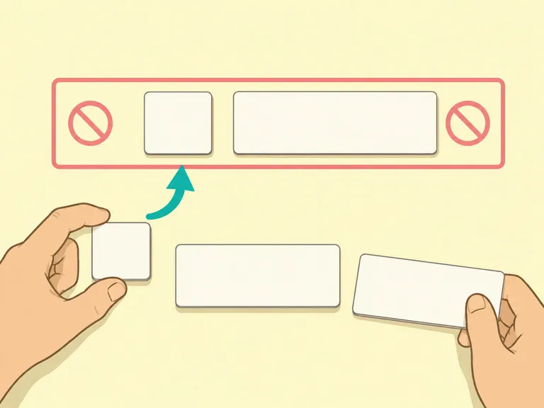 Blank grammar tiles showing a pronoun placed before the verb in a negative imperative.