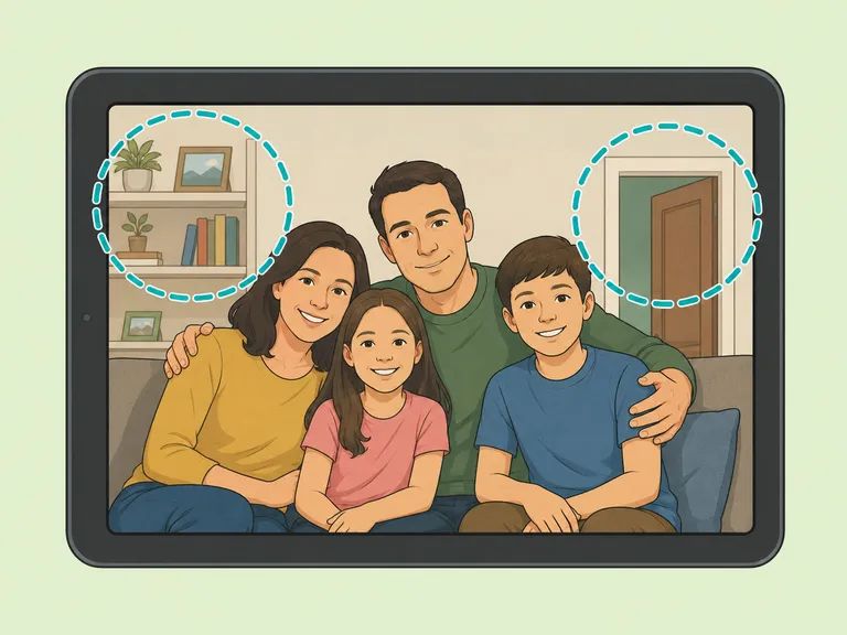 Background areas of a family photo highlighted for inspection.