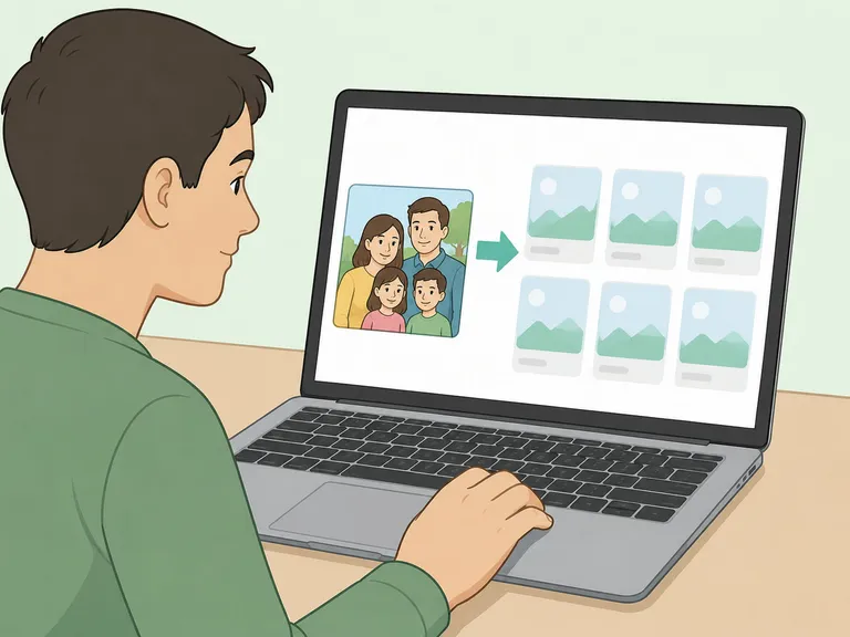 Person using reverse image search to check a family photo.